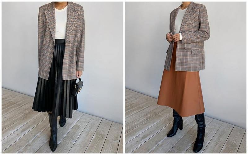 Conjunto Office Blazer e Calça Xadrez - Loja HEBE